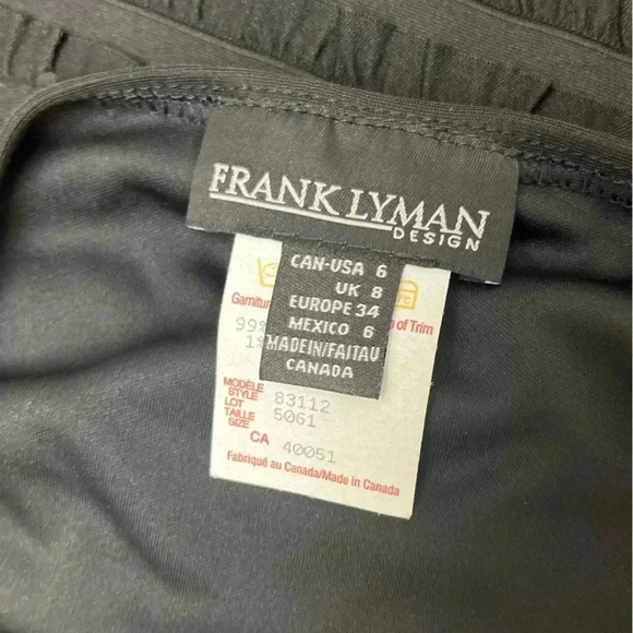 Frank Lyman Design Ruffle Dress Size 6 Ruffles Midi Lined Stretch Square Modest - Picture 3 of 13